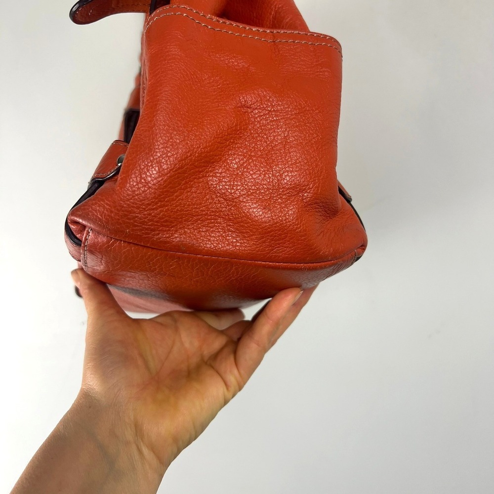 Tignanello Burnt Orange Pebbled Leather Shoulder Bag Y2k 90s Boho Dopamine Retro - Picture 6 of 15